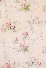 Vintage Background with Roses - Floral Illustration - Old Paper Texture