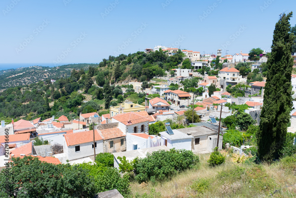 Crete. The rooftops of the village of Argyroupoli