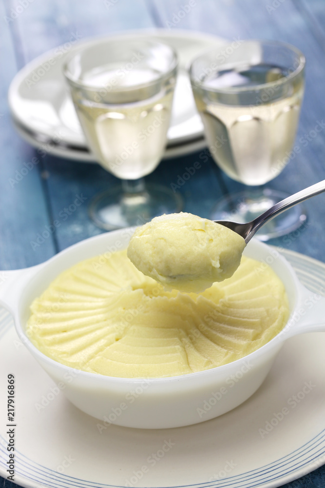 homemade smooth creamy potato puree, french side dish homemade smooth creamy potato puree, french side dish
