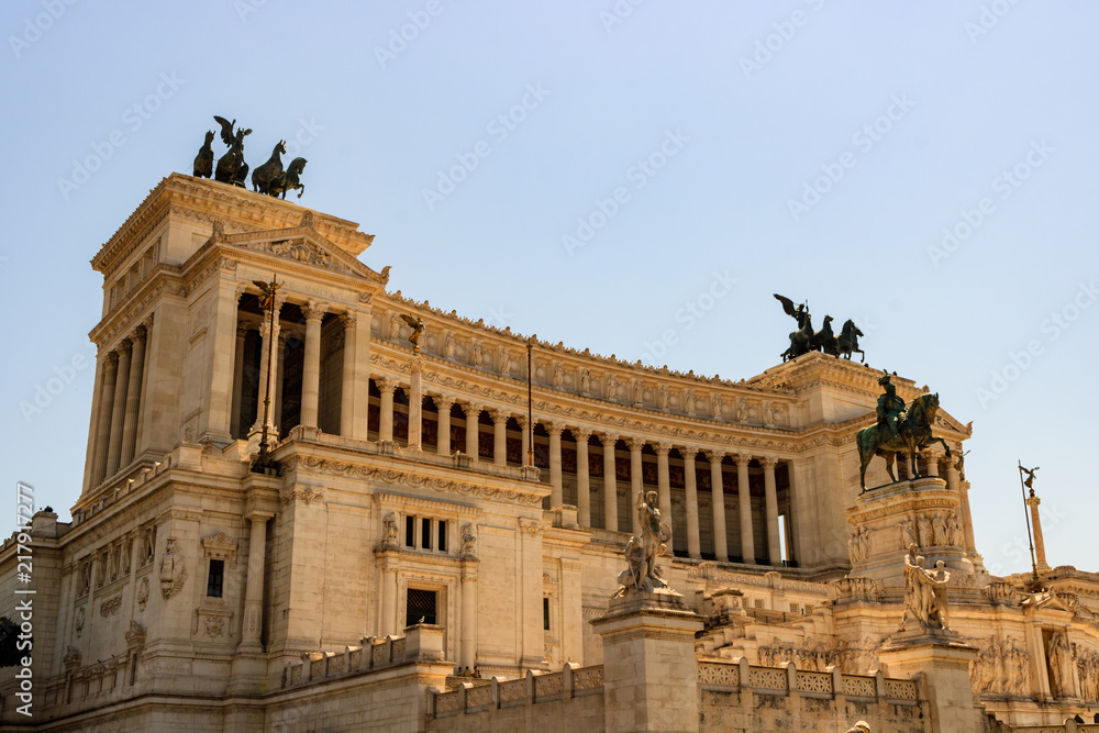 Vittorio Emanuele Monument at sunset. One of the well known landmarks ...
