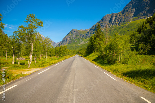 Fototapeta Naklejka Na Ścianę i Meble -  Scenic mountain road in Norway in summer day