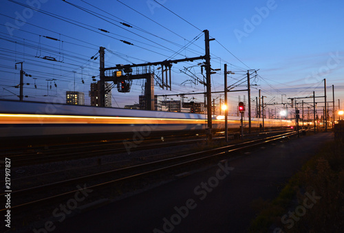 High speed train arriving to Nantes train station