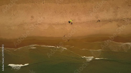 4K Aerial View Overhead Shot Of People At The Beach In Gibraltar