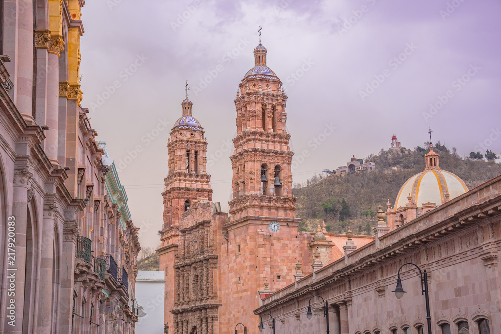 Beautiful cathedral  Zacatecas colonial city in Mexico