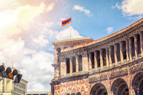 Canvas Print The building of the Armenian government in the Republic Square in Yerevan