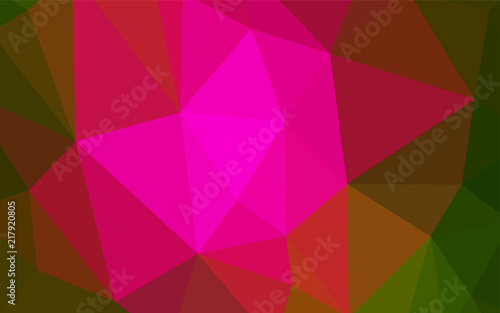 Dark Pink  Green vector shining triangular layout.