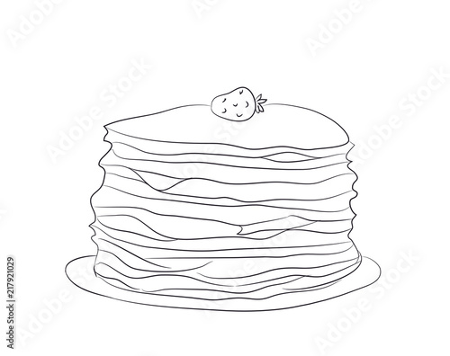 a plate of pancakes. lines, vector