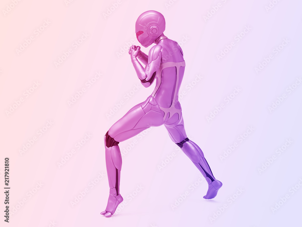 Robotic Cyber Woman is fighting 3D Rendering Robotic Cyber Woman is fighting 3D Rendering