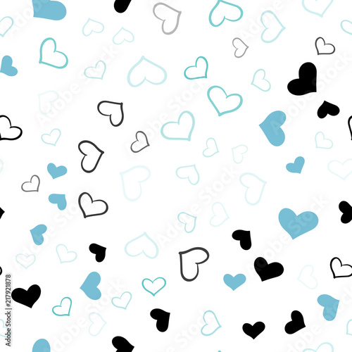 Light BLUE vector seamless texture with lovely hearts.