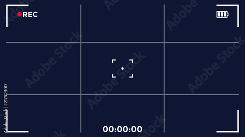 Camera screen frame, video recording, vector