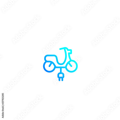electric scooter with plug vector line icon on white
