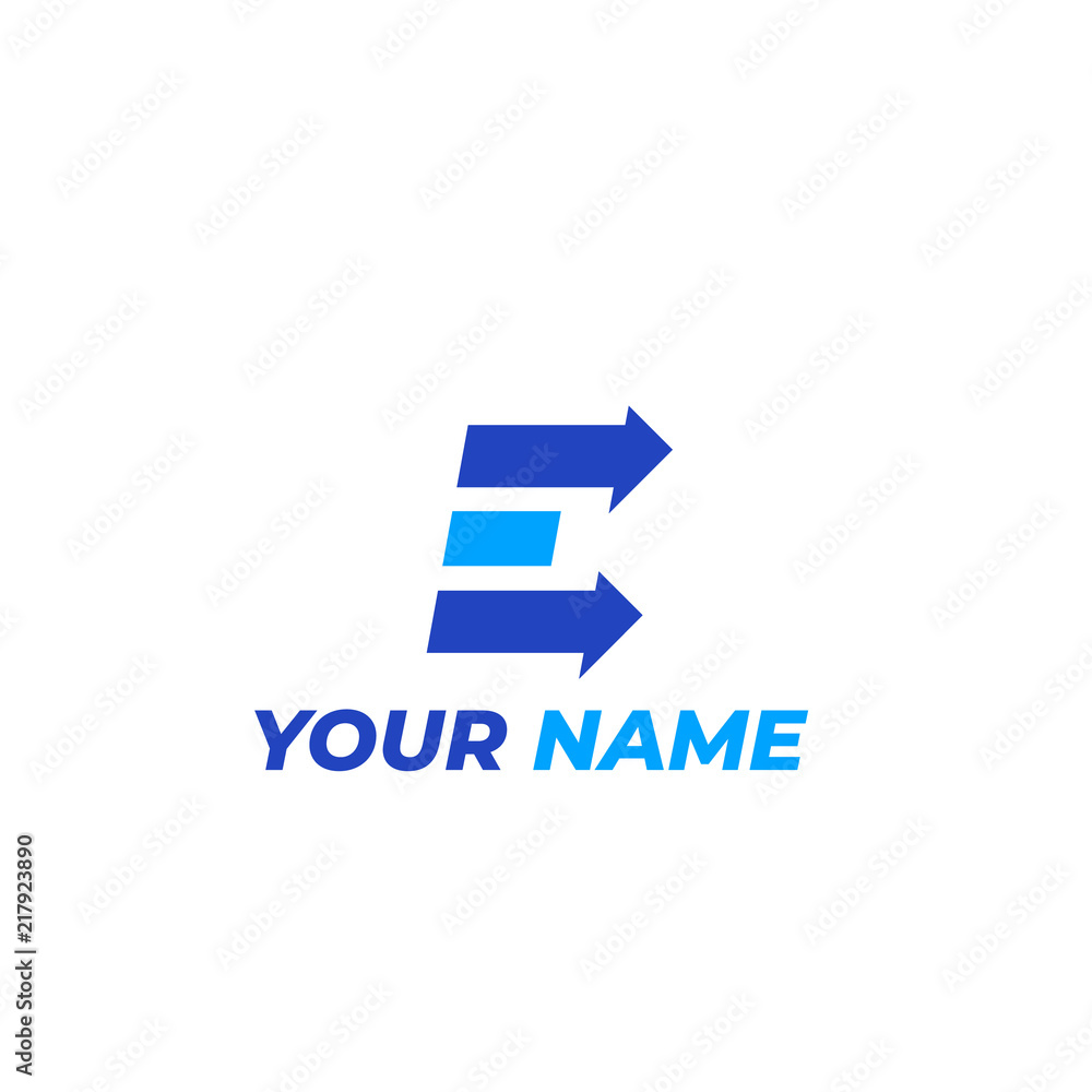 vector logo mark, E letter with arrows vector logo mark, E letter with arrows