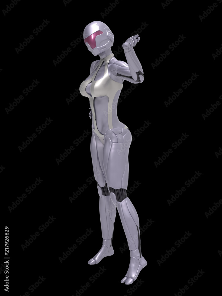 Robotic Cyber Woman is presenting 3D Rendering Robotic Cyber Woman is presenting 3D Rendering
