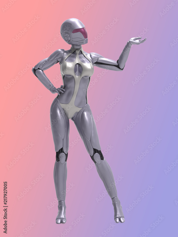 Robotic Cyber Woman is presenting 3D Rendering Robotic Cyber Woman is presenting 3D Rendering