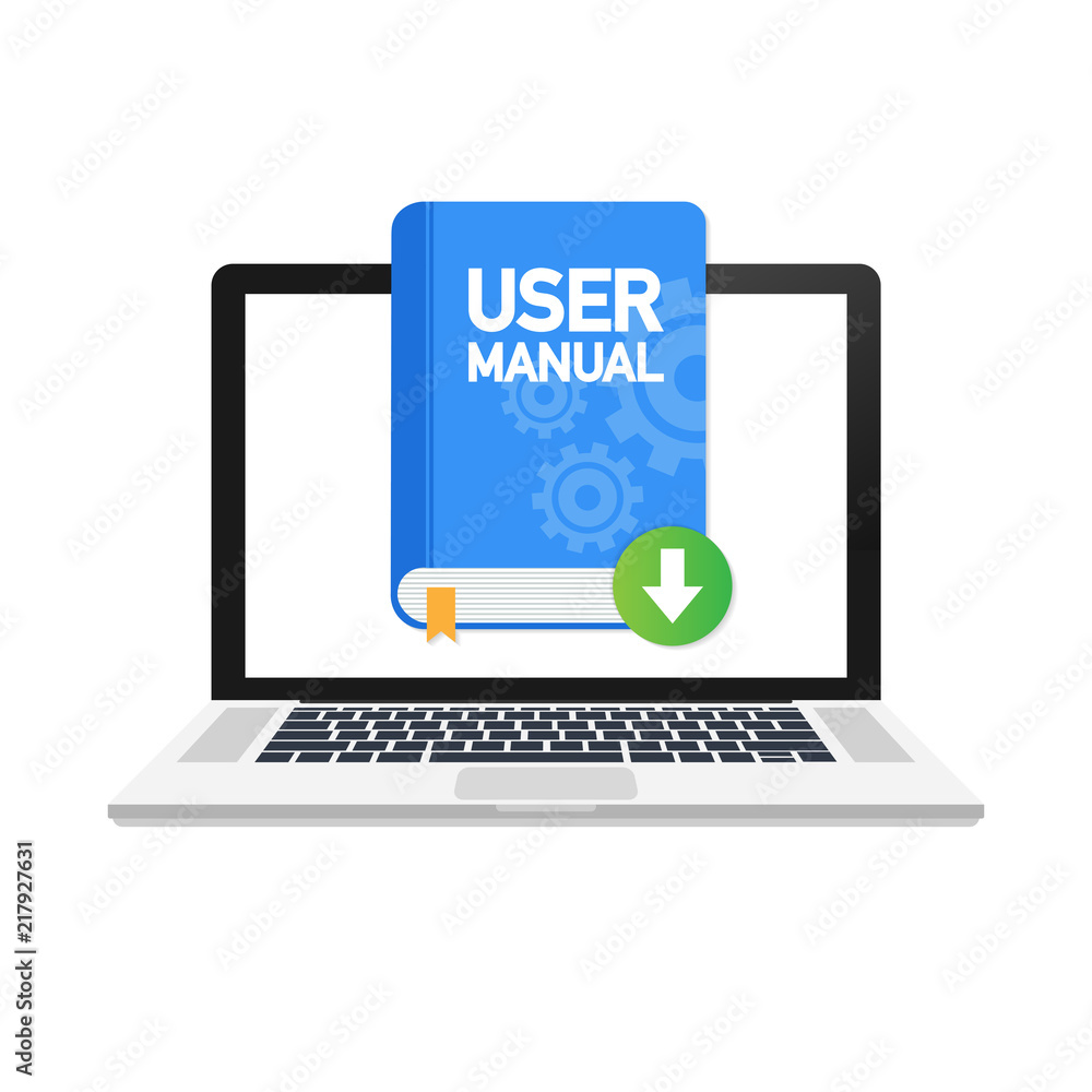 Download User manual book illustration in flat style. Vector illustration. Download User manual book illustration in flat style. Vector illustration.