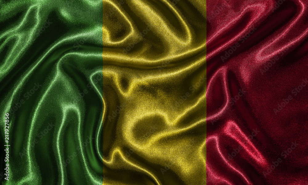 Obraz premium Wallpaper by Mali flag and waving flag by fabric.