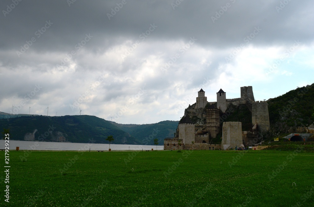 an old fortress near the lake
