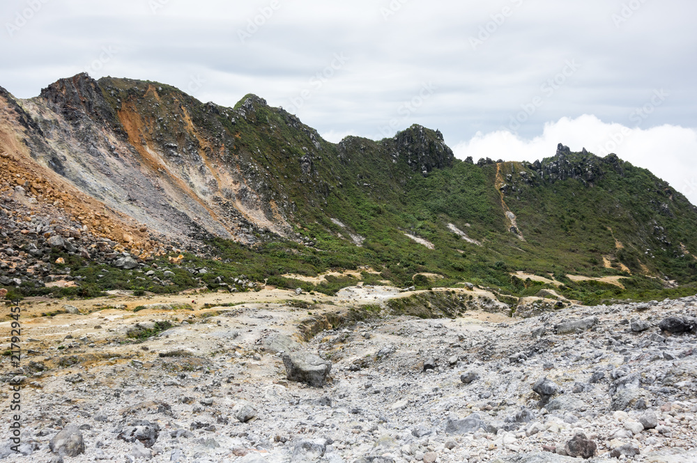 The crater of volcano Sibayak The crater of volcano Sibayak