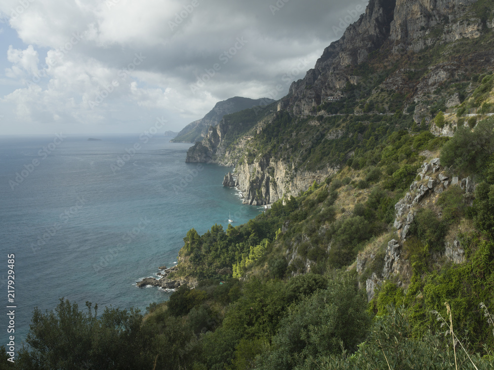 View of coast, Amalfi Coast, Salerno, Campania, Italy