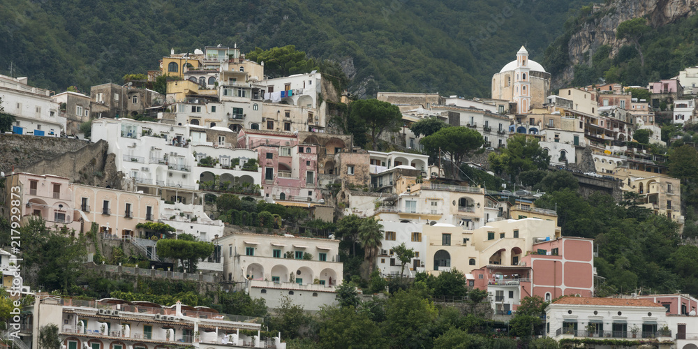 View of buildings in a town, Positano, Amalfi Coast, Salerno, Campania, Italy