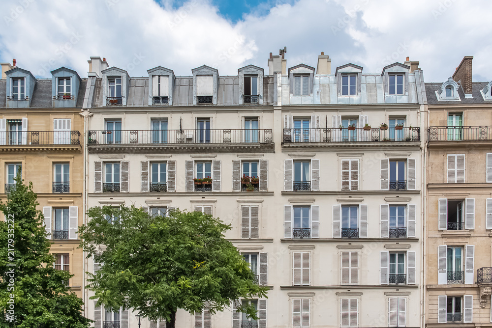 Paris, beautiful buildings, typical parisian facades place de la Nation 
