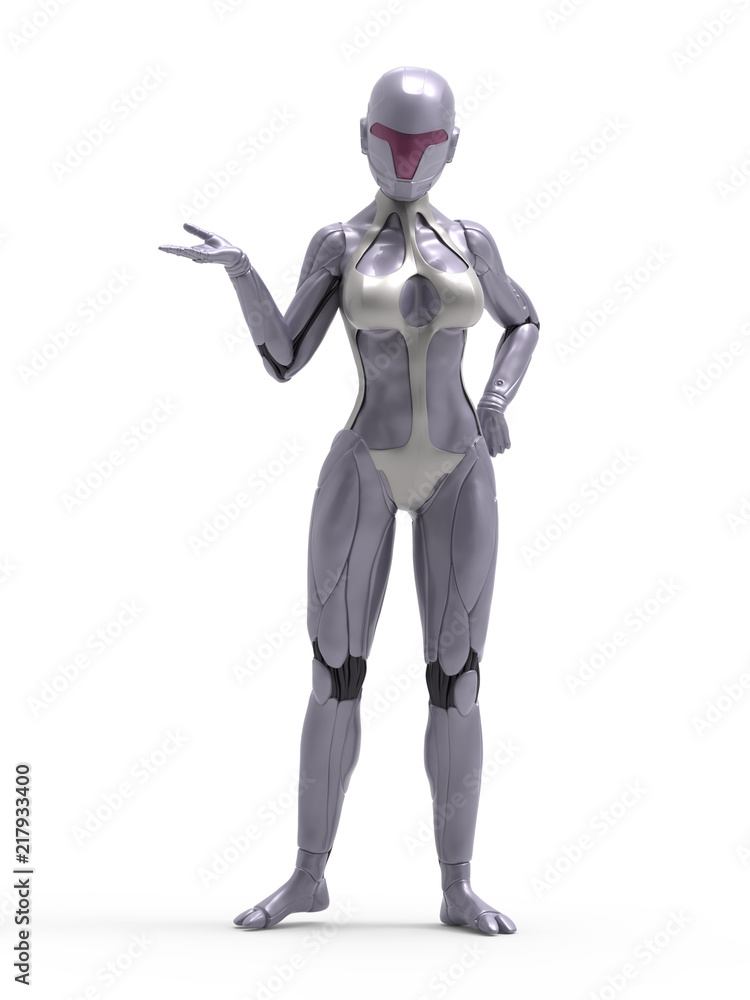 Robotic Cyber Woman is presenting 3D Rendering Robotic Cyber Woman is presenting 3D Rendering
