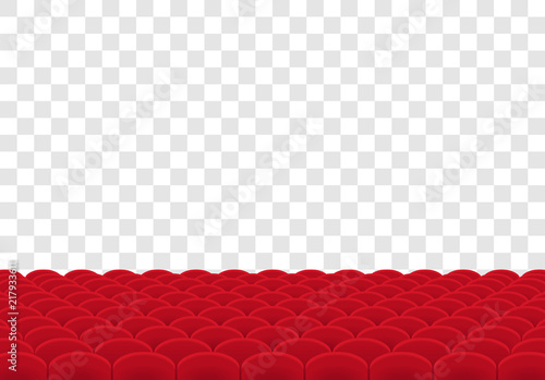 Rows of red seats on transparent background. Vector