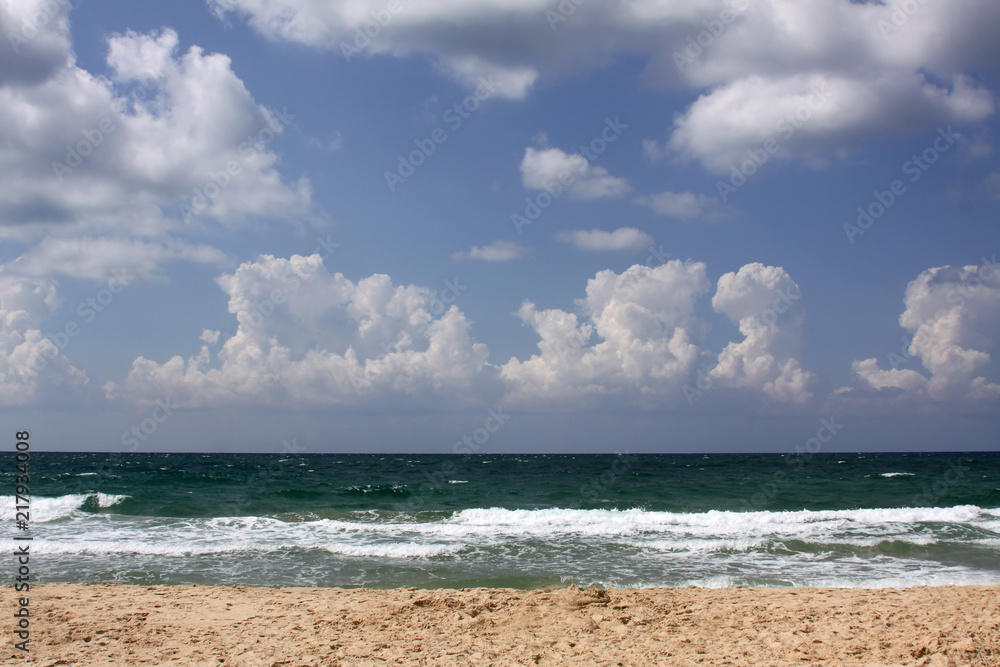 Deserted beach of the Mediterranean Sea