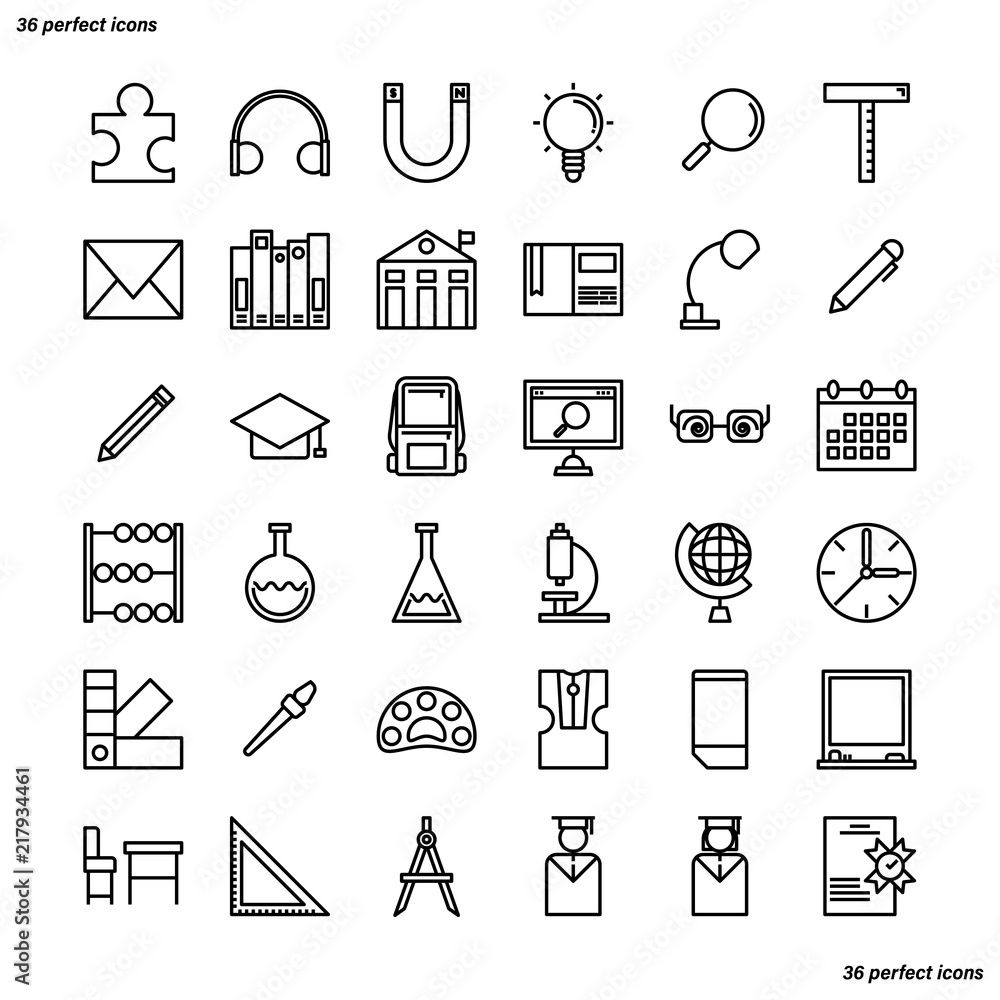 Education and learning Outline Icons perfect pixel Education and learning Outline Icons perfect pixel