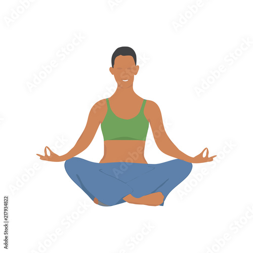 Yoga lotos position on a white background.
