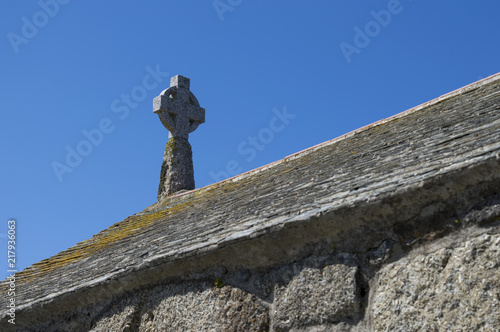 Keltisches Kreuz auf Kirche in Cornwall