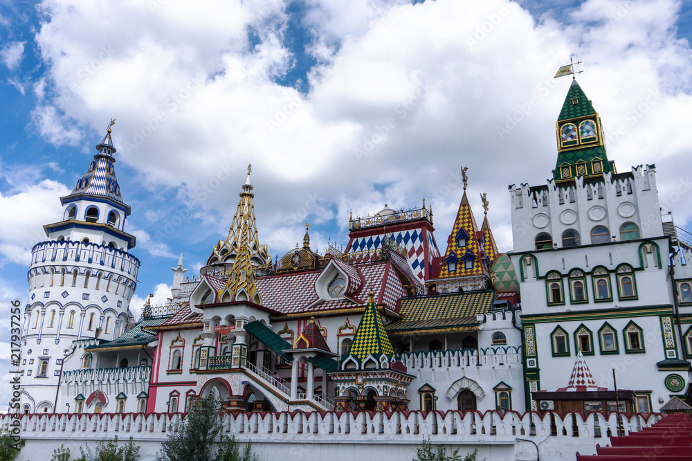 Old Russian ancient architecture of Izmaylovsky Kremlin in Moscow