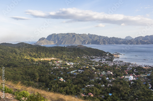 View on the bay of Coron from high hill in the philippines photo