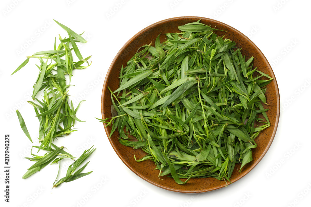 Tarragon leaves ( Artemisia dracunculus ) isolated on white background Tarragon leaves ( Artemisia dracunculus ) isolated on white background