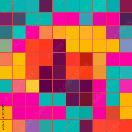 Pixel 2d pattern. Multiple colors. Illustration backdrop.
