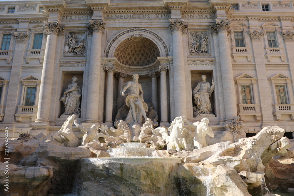 The Trevi Fountain at Piazza di Trevi in the moring in Rome, Italy