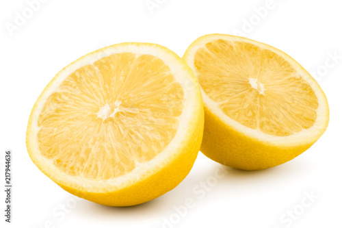 Two halves of lemon on a white. Isolated.