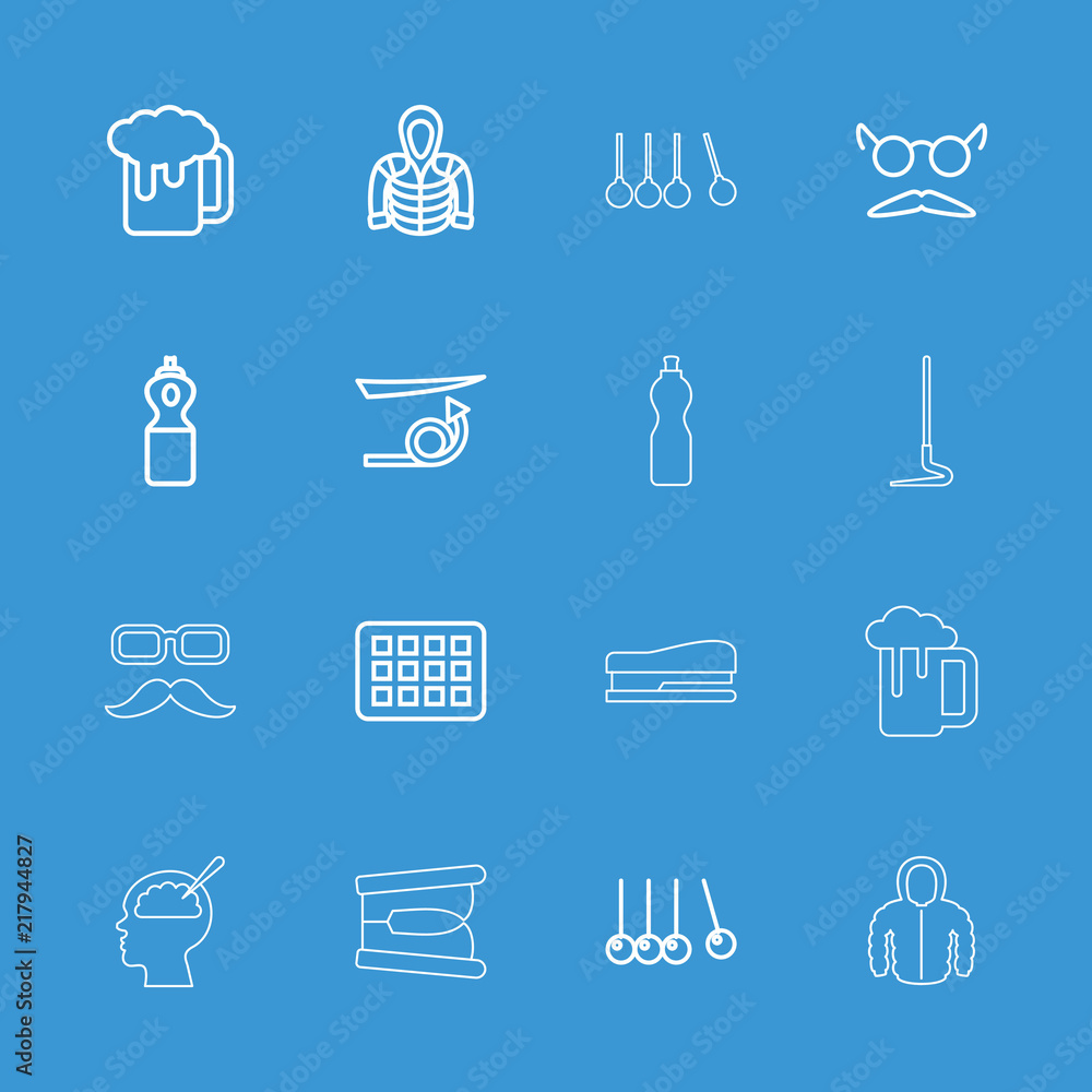 Collection of 16 long outline icons Collection of 16 long outline icons