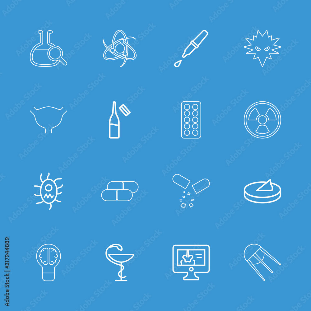 Collection of 16 science outline icons Collection of 16 science outline icons