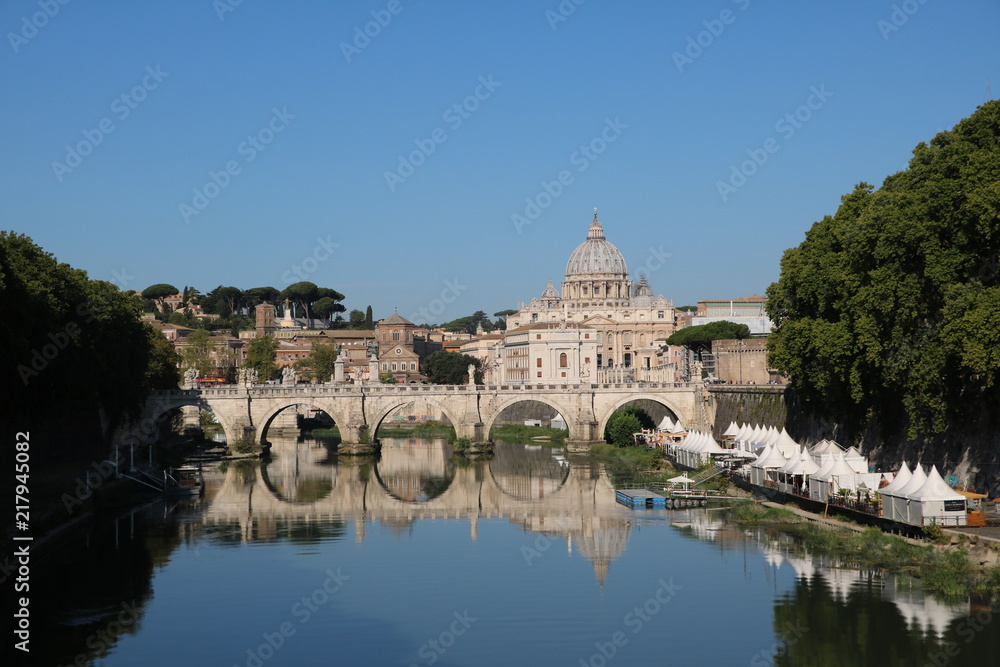Ponte Vittorio Emanuele II and Basilika Sankt Peter in Rome, Italy 