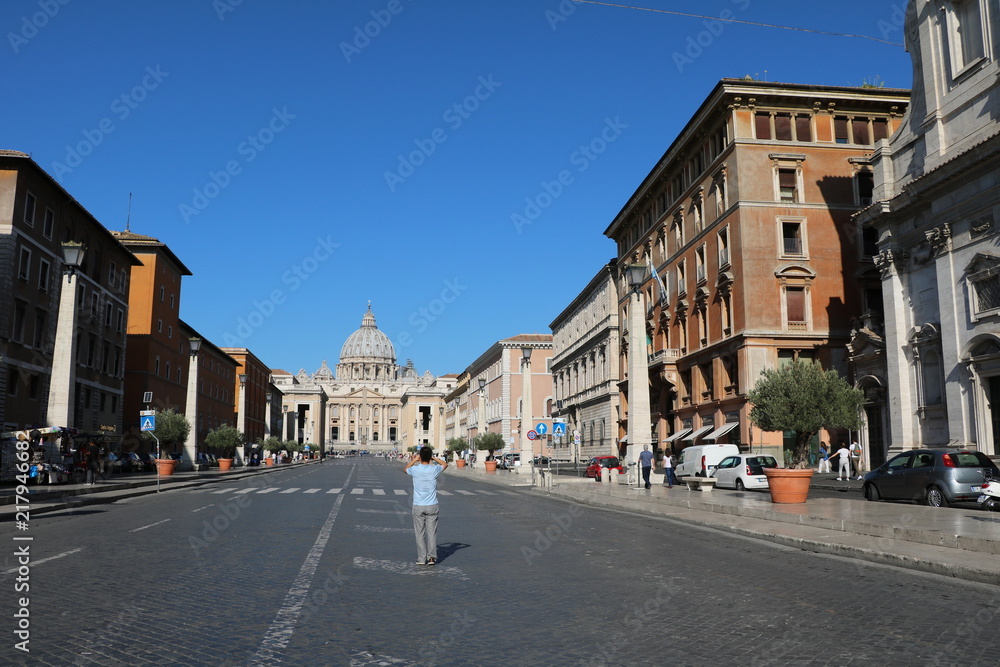 Street to Basilika Sankt Peter at St. Peter's Square in Rome, Italy