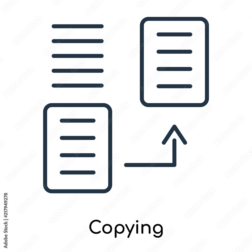 Copying icon vector isolated on white background, Copying sign , thin symbols or lined elements in outline style Copying icon vector isolated on white background, Copying sign , thin symbols or lined elements in outline style