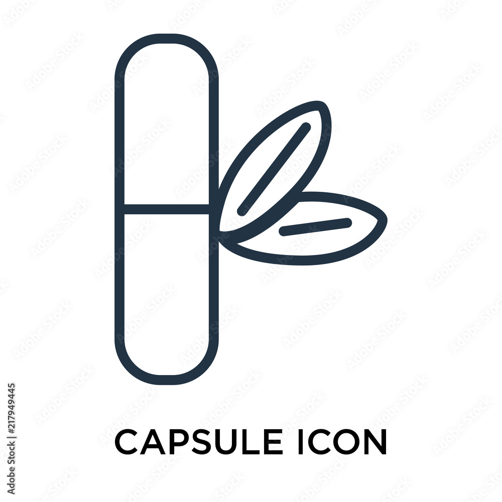 Capsule icon vector isolated on white background, Capsule sign , thin elements or linear logo design in outline style