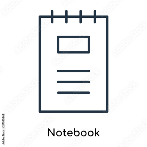 Notebook icon vector isolated on white background, Notebook sign , thin symbols or lined elements in outline style
