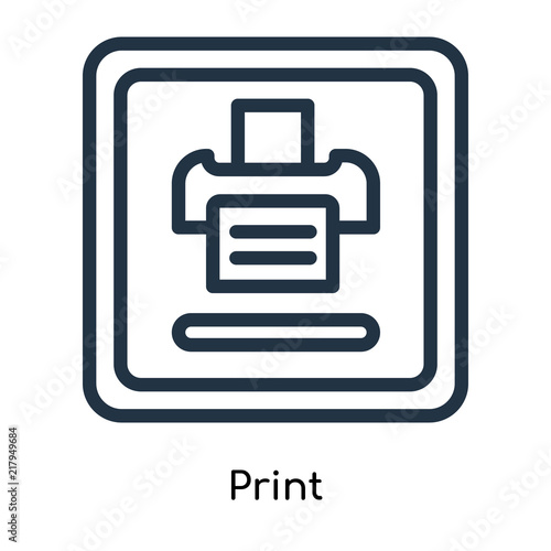 Print icon vector isolated on white background, Print sign , line symbols or linear logo design in outline style