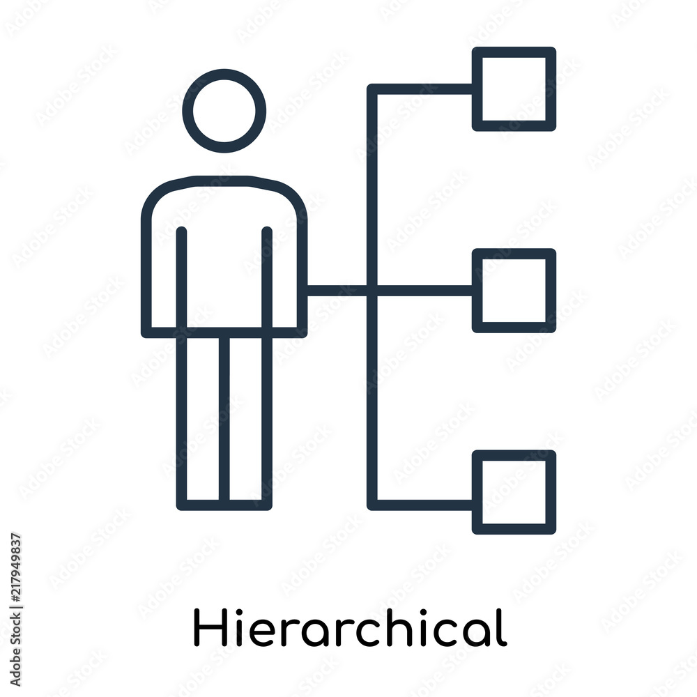 Hierarchical structure icon vector isolated on white background, Hierarchical structure sign , thin symbols or lined elements in outline style Hierarchical structure icon vector isolated on white background, Hierarchical structure sign , thin symbols or lined elements in outline style