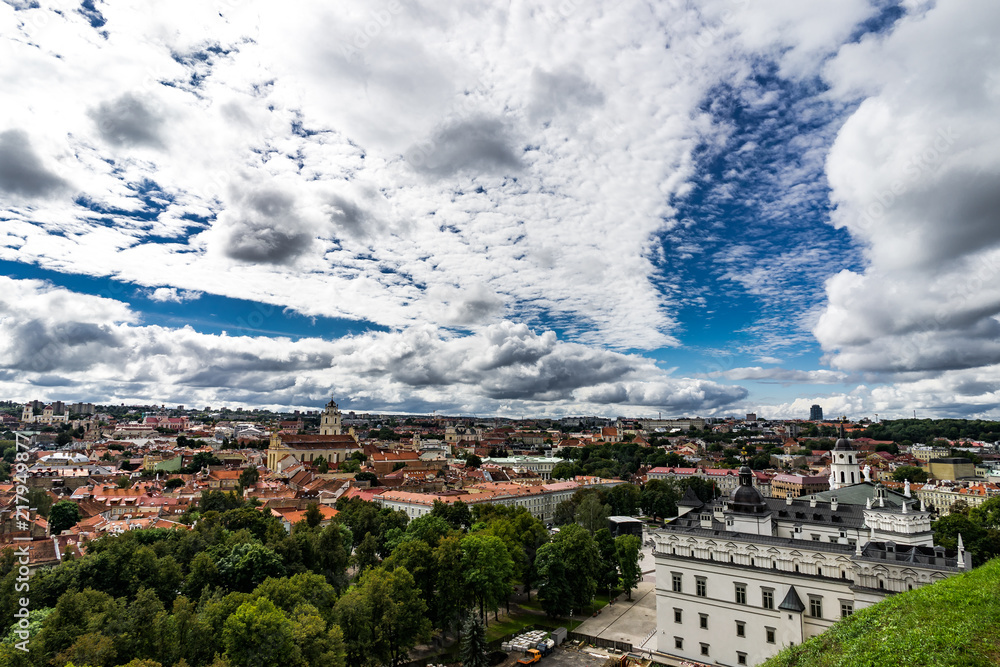 Tallin Estonia aerial drone image from Toompea hill with view from the Dome church, Tallinn, Estonia
