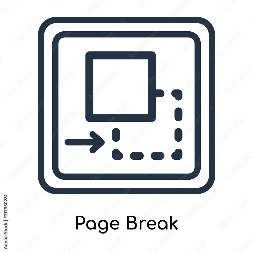 Page Break icon vector isolated on white background, Page Break sign , line symbols or linear logo design in outline style Page Break icon vector isolated on white background, Page Break sign , line symbols or linear logo design in outline style