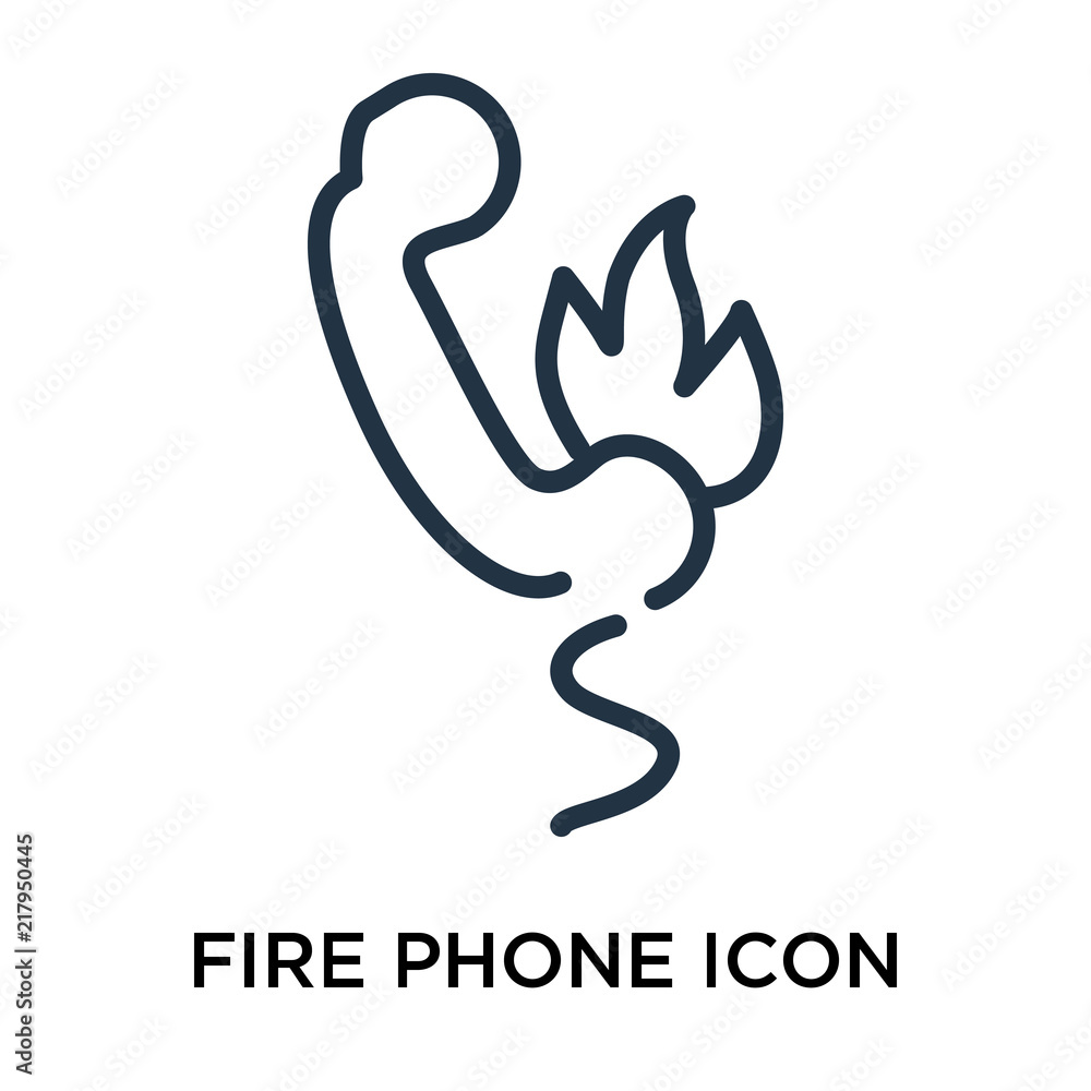 Fire phone icon vector isolated on white background, Fire phone sign , thin elements or linear logo design in outline style