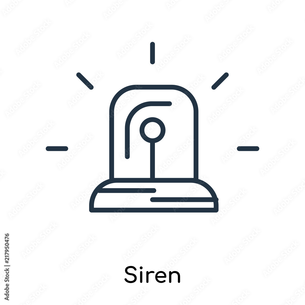 Siren icon vector isolated on white background, Siren sign , thin symbols or lined elements in outline style Siren icon vector isolated on white background, Siren sign , thin symbols or lined elements in outline style